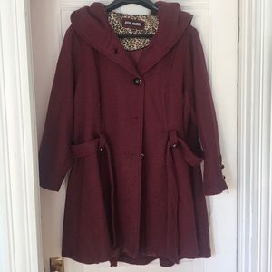 Maroon Steve Madden Princess Style Coat 3X NWOT